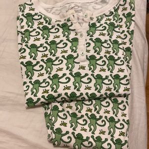 Roller Rabbit Kids Green Monkey Pajamas size 12.